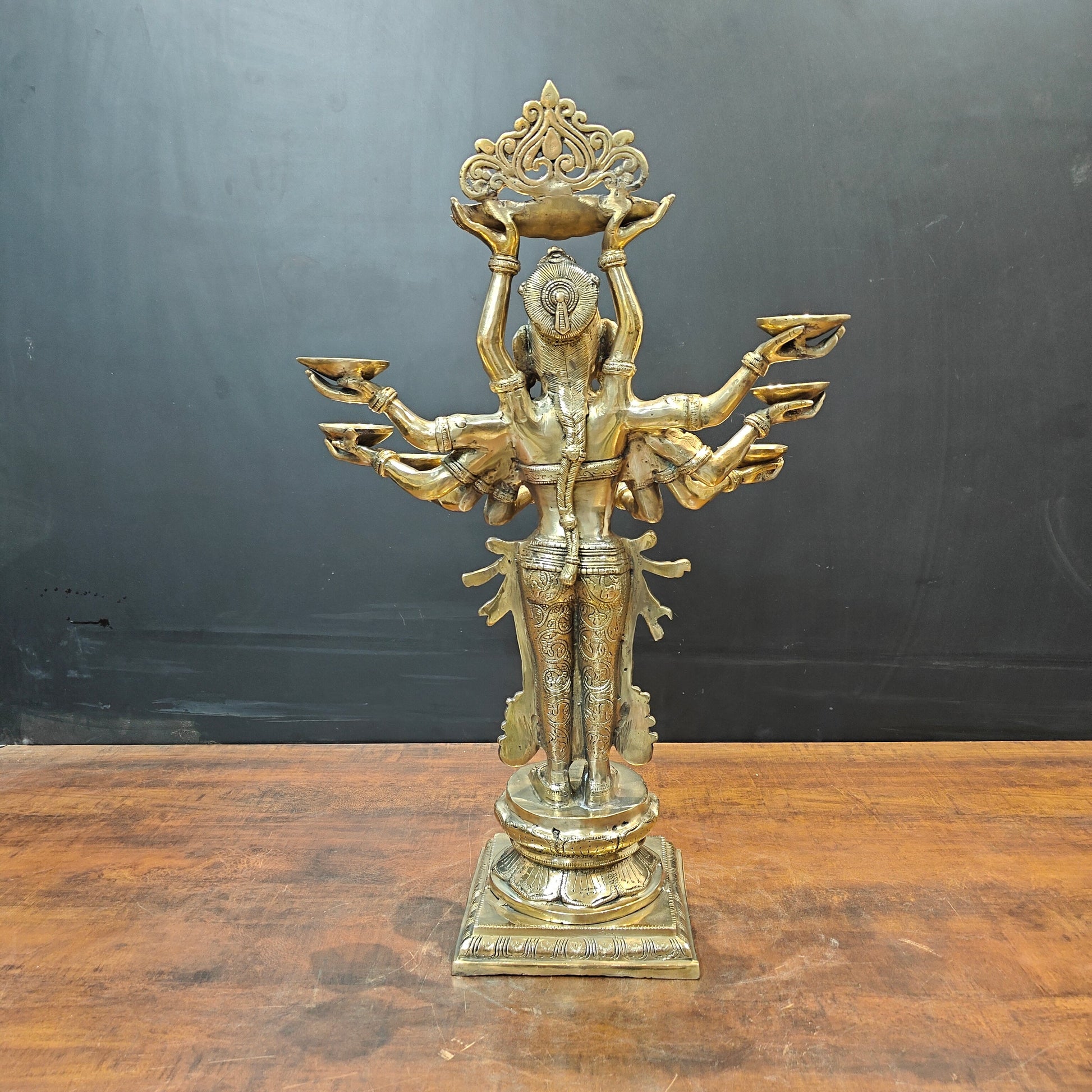 Brass Deeplakshmi Pavaai Vilakku Statue For Pooja Room Home Decor 28 Inch - Image 7