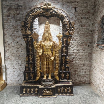 Brass Super Large Tirupati Balaji Venkateshvara Idol With Kirtimukha Throne 7.5 Feet by vendor-unknown - Hindu Gods (View 11)