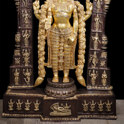 Brass Super Large Tirupati Balaji Venkateshvara Idol With Kirtimukha Throne 7.5 Feet by vendor-unknown - Hindu Gods (View 4)