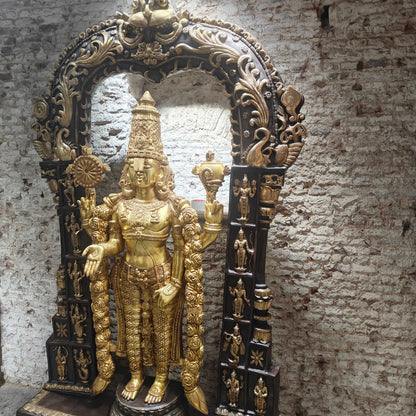 Brass Super Large Tirupati Balaji Venkateshvara Idol With Kirtimukha Throne 7.5 Feet by vendor-unknown - Hindu Gods (View 6)