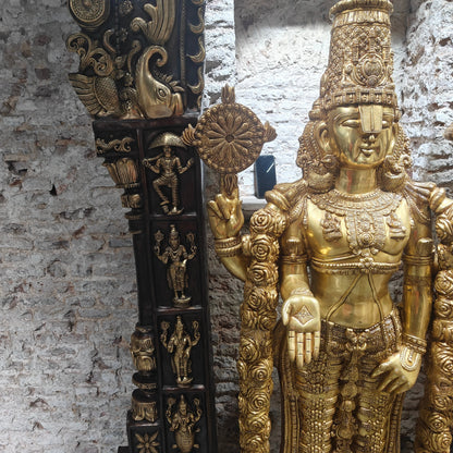Brass Super Large Tirupati Balaji Venkateshvara Idol With Kirtimukha Throne 7.5 Feet by vendor-unknown - Hindu Gods (View 7)