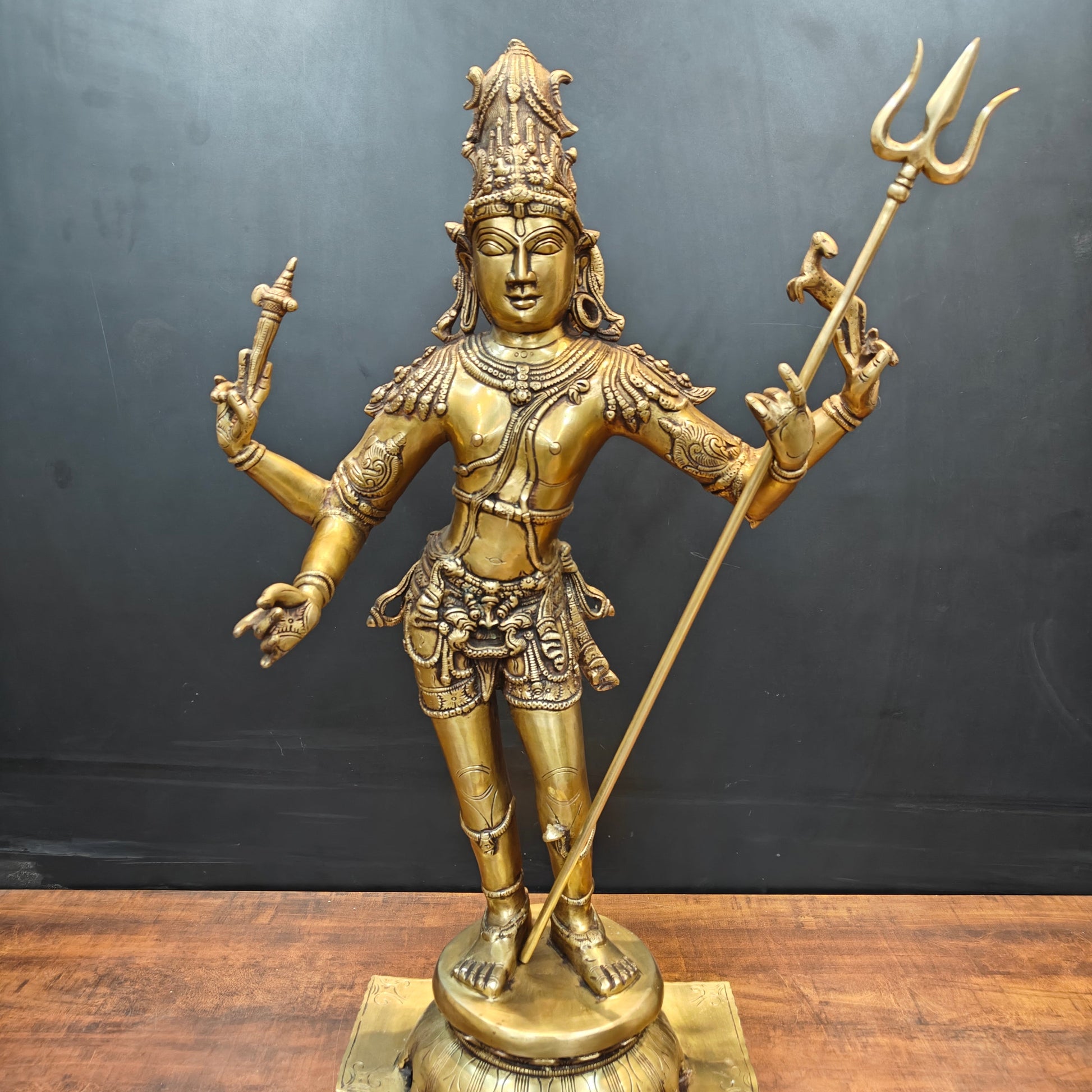 Brass Standing Lord Shiva as Pashupatinath Statue 32 Inches - Image 2