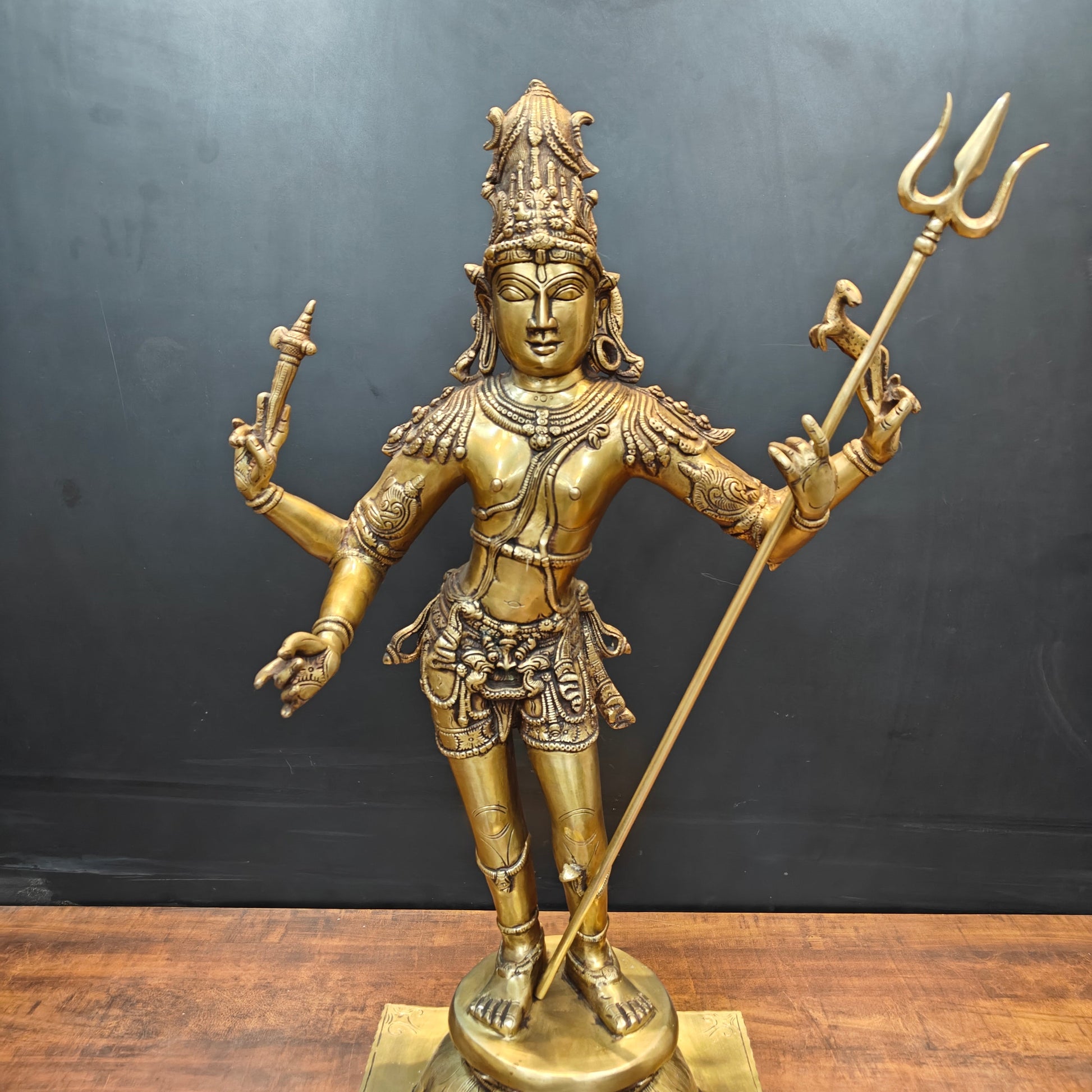 Brass Standing Lord Shiva as Pashupatinath Statue 32 Inches - Image 3