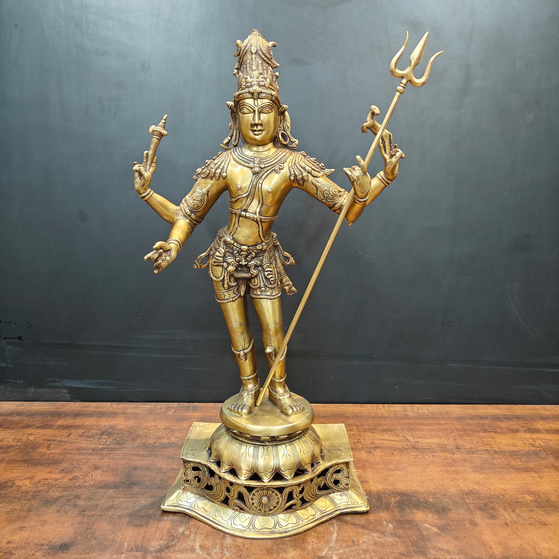 Brass Standing Lord Shiva as Pashupatinath Statue 32 Inches - Image 5