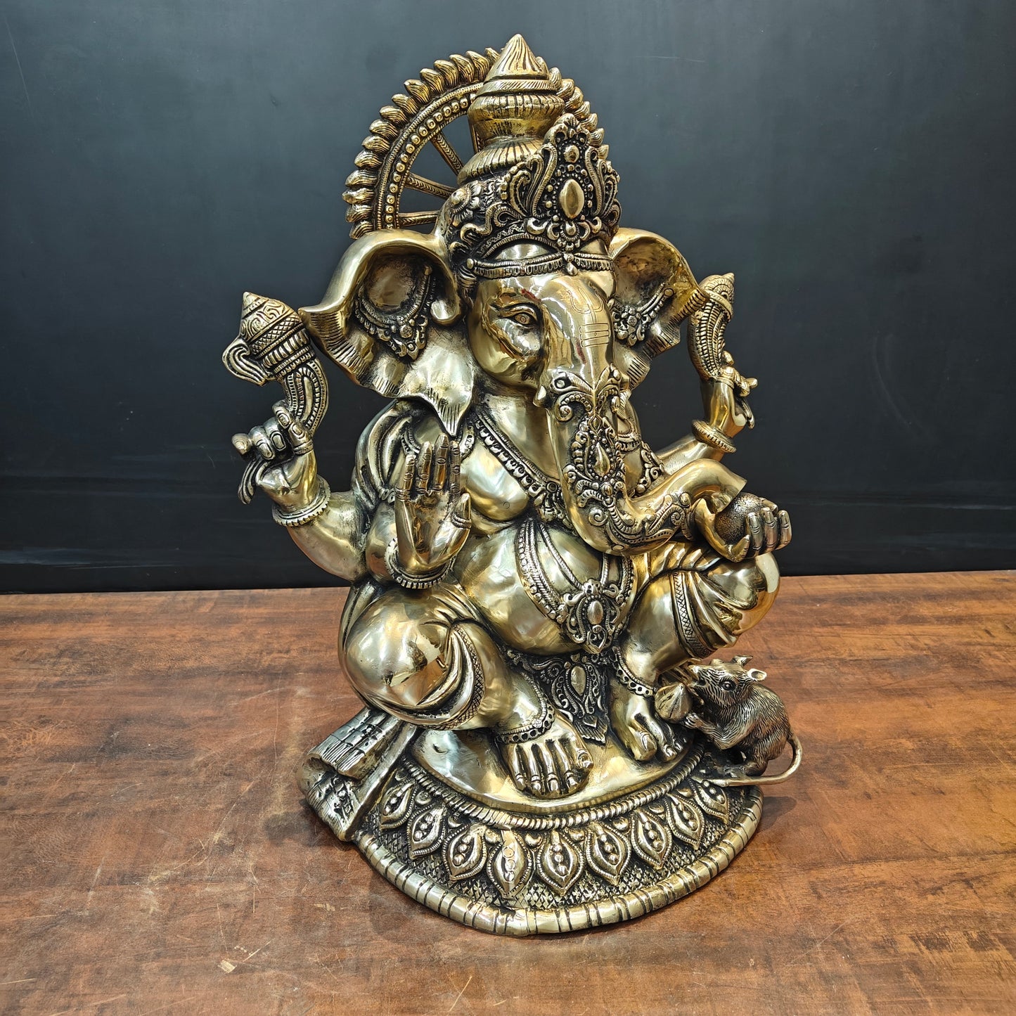 Brass Ganesha Statue Antique Finish For Home Decor 2 Feet