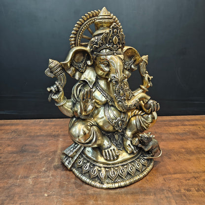 Brass Ganesha Statue Antique Finish For Home Decor 2 Feet by vendor-unknown - Hindu Gods (View 5)