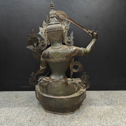 Brass Large Buddhism Goddess Manjushri Statue Tibetan Buddhist Deity 3 Feet by vendor-unknown - Buddha (View 7)