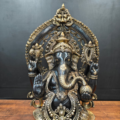 Brass Ganesha Statue Black Patina Finish 26 Inches by vendor-unknown - Hindu Gods (View 2)