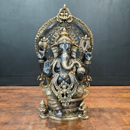 Brass Ganesha Statue Black Patina Finish 26 Inches by vendor-unknown - Hindu Gods (View 5)