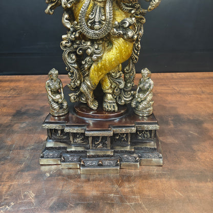 Brass Krishna Idol Under Kadamba Tree Antique Finish 33 Inches by vendor-unknown - Hindu Gods (View 7)