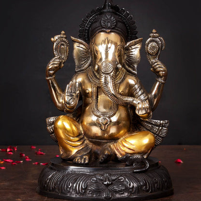 Brass Ganesha Statue Black Patina Finish For Home Decor 11.5 Inch by vendor-unknown - Hindu Gods (View 2)