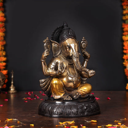Brass Ganesha Statue Black Patina Finish For Home Decor 11.5 Inch by vendor-unknown - Hindu Gods (View 3)