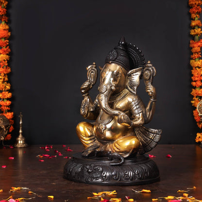 Brass Ganesha Statue Black Patina Finish For Home Decor 11.5 Inch by vendor-unknown - Hindu Gods (View 4)