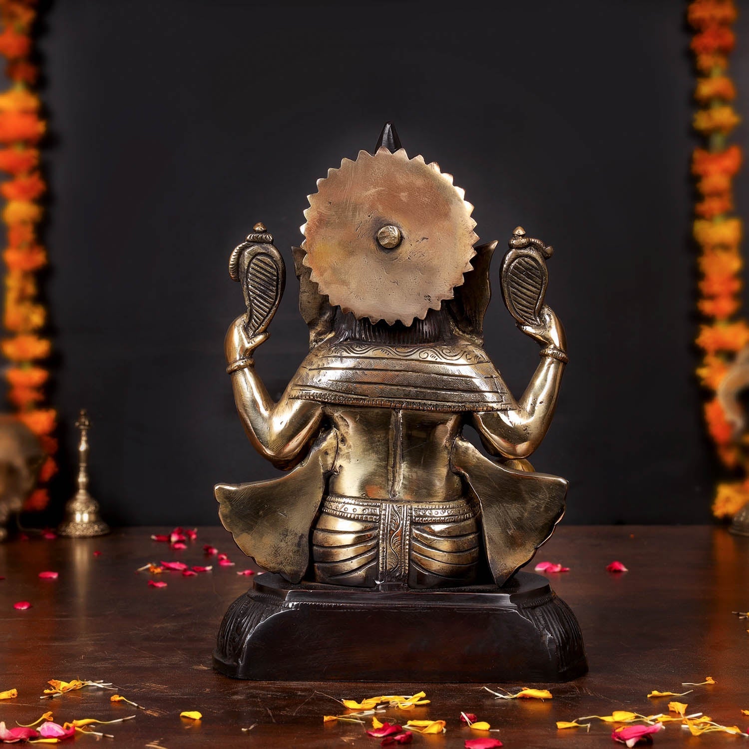 Brass Ganesha Statue Black Patina Finish For Home Decor 11.5 Inch - Image 5