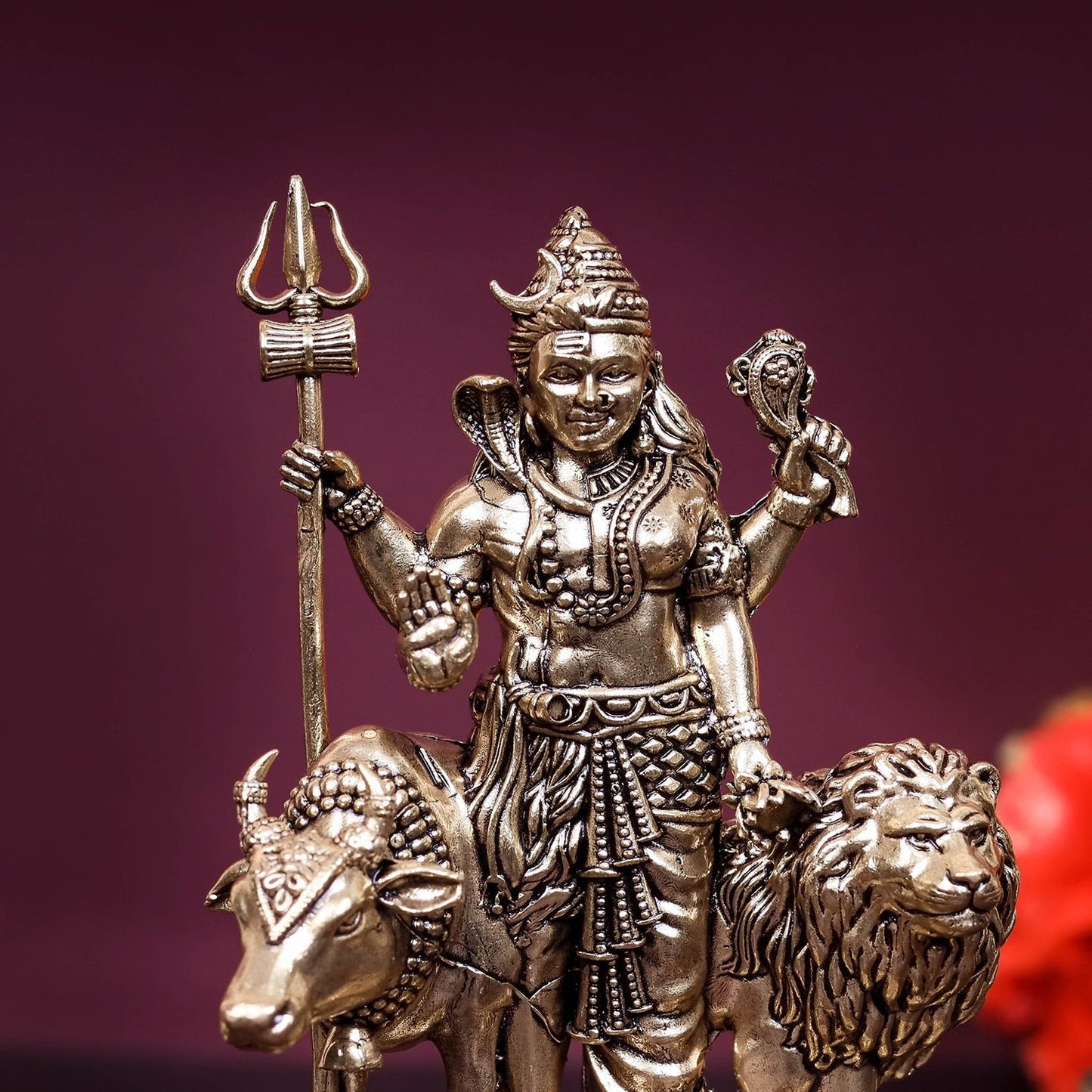 Brass Superfine Ardhanarishvara Statue Shiva Shakti Idol 4.5 Inch