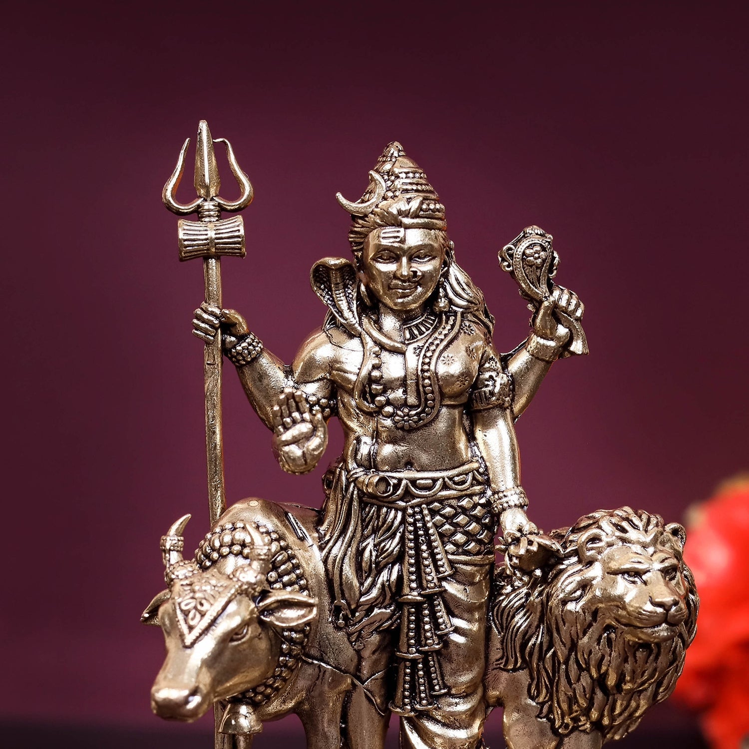Brass Superfine Ardhanarishvara Statue Shiva Shakti Idol 4.5 Inch - Image 2