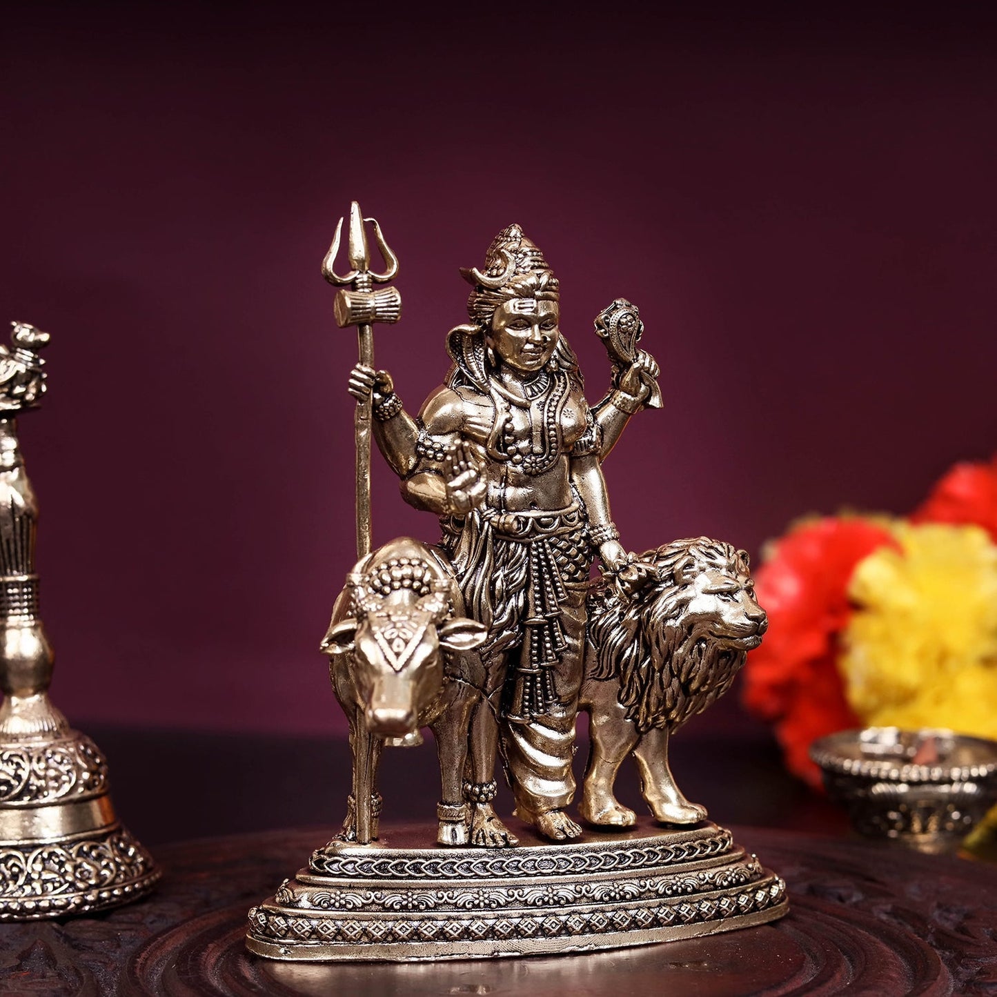 Brass Superfine Ardhanarishvara Statue Shiva Shakti Idol 4.5 Inch