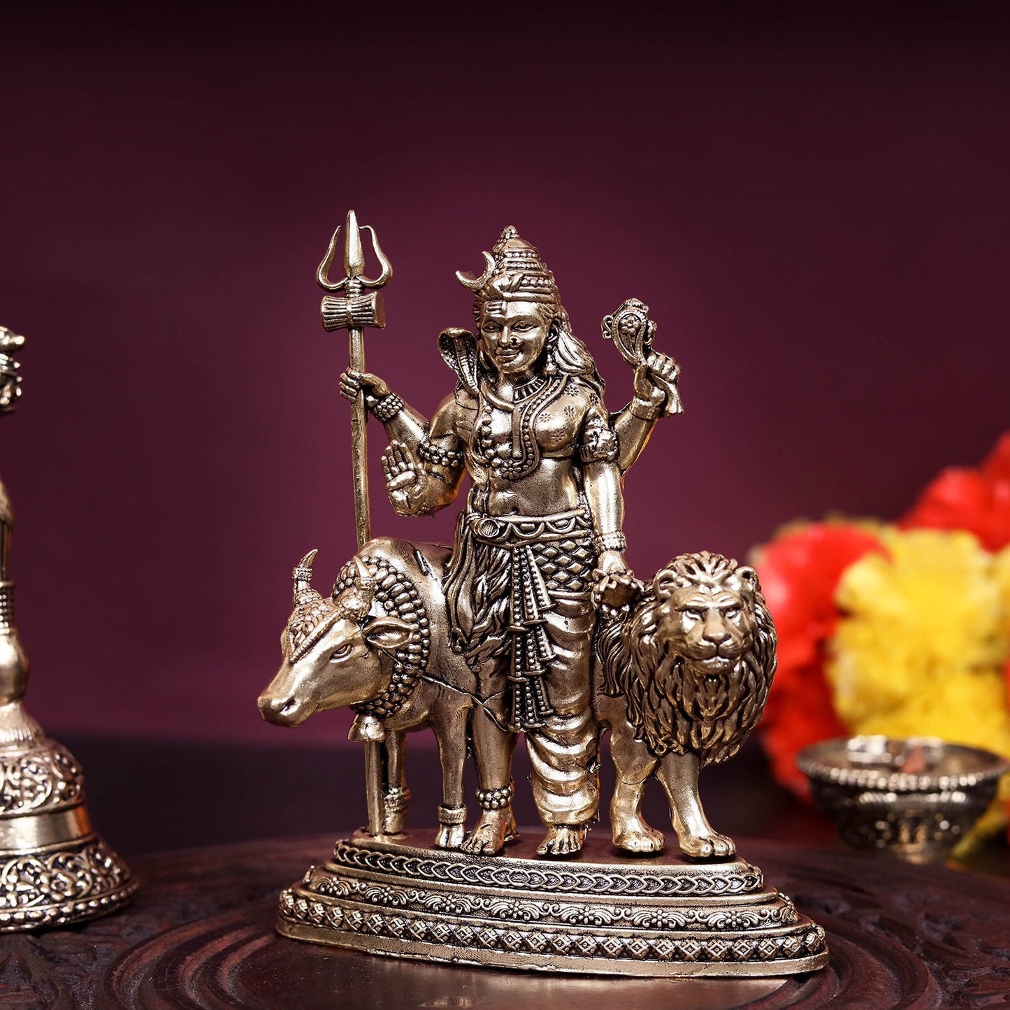 Brass Superfine Ardhanarishvara Statue Shiva Shakti Idol 4.5 Inch