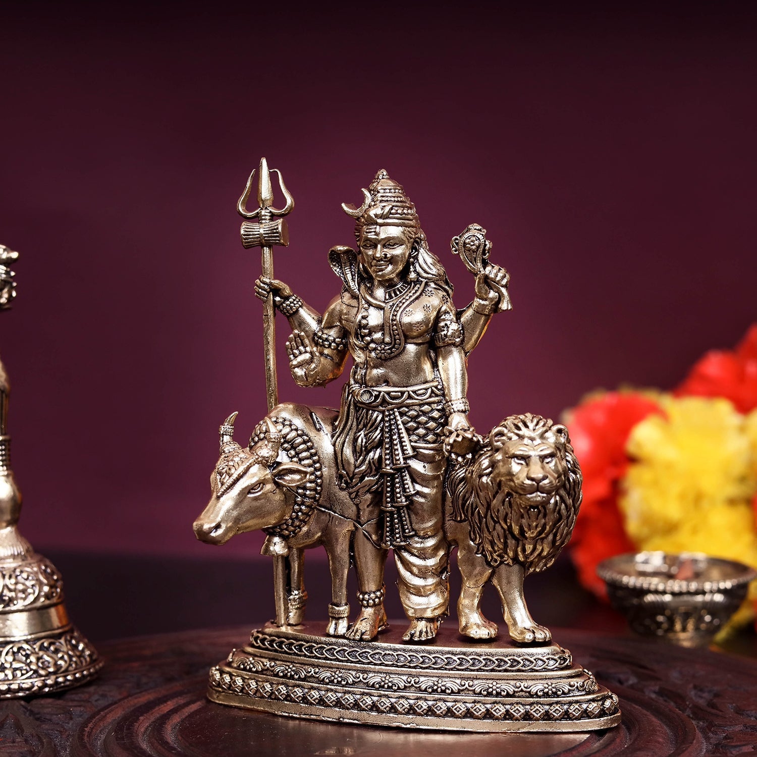 Brass Superfine Ardhanarishvara Statue Shiva Shakti Idol 4.5 Inch - Image 4