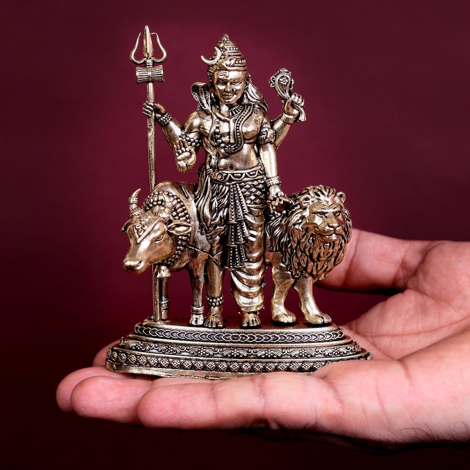 Brass Superfine Ardhanarishvara Statue Shiva Shakti Idol 4.5 Inch - Image 6