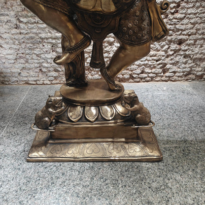 Brass Large Dancing Ganesha Statue Antique Finish 82 Inches by vendor-unknown - Hindu Gods (View 7)