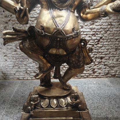 Brass Large Dancing Ganesha Statue Antique Finish 82 Inches by vendor-unknown - Hindu Gods (View 8)