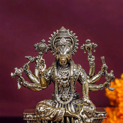 Brass Sueprfine Varaha Idol For Home Temple Decor 4 Inch by vendor-unknown - Hindu Gods (View 2)
