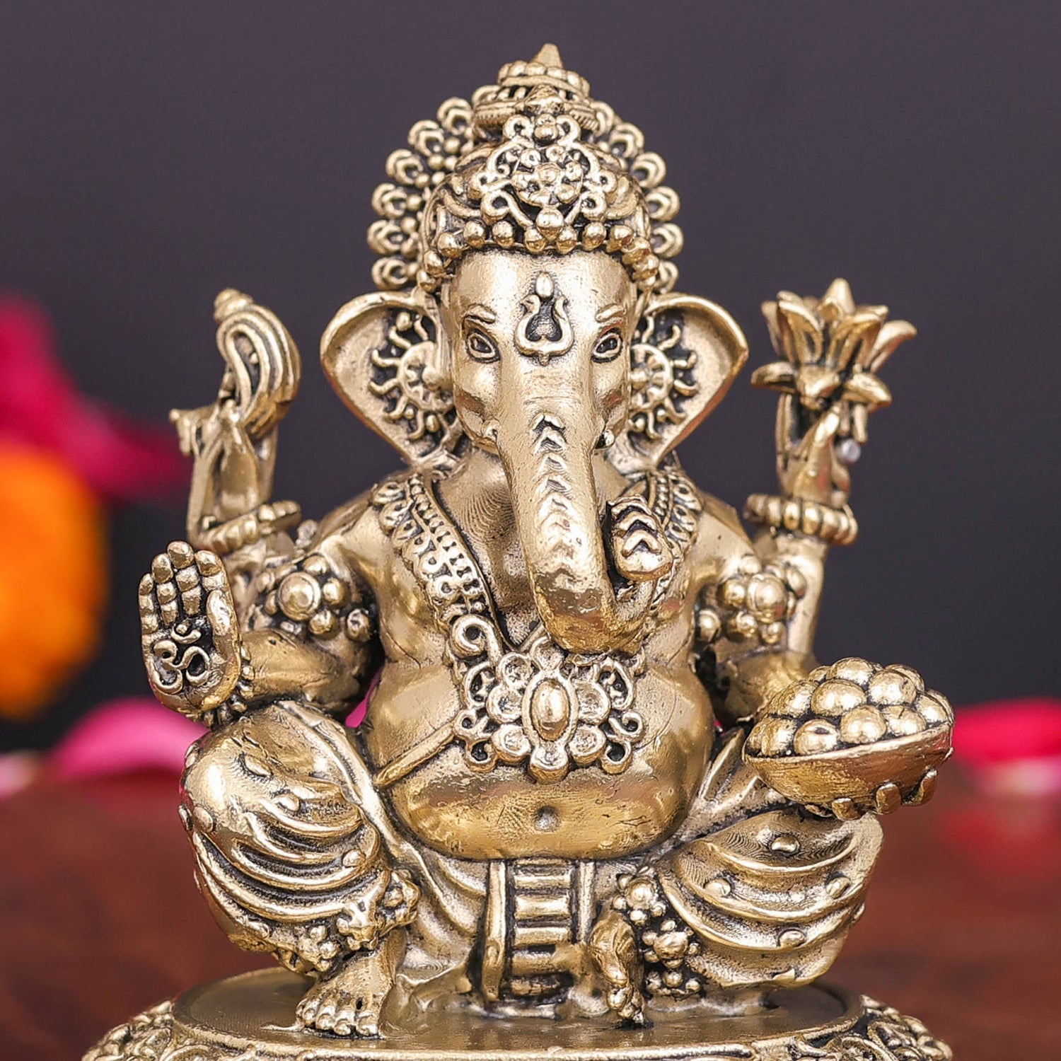 Brass Superfine Ganesha Idol 2.7 Inch - Image 2