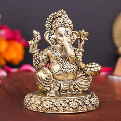 Brass Superfine Ganesha Idol 2.7 Inch by vendor-unknown - Hindu Gods (View 4)