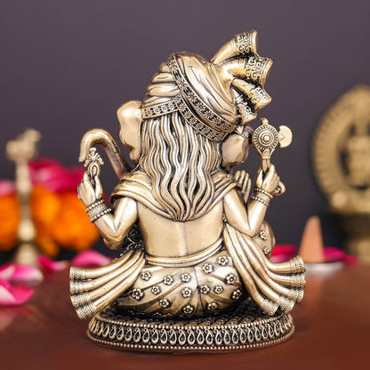 Brass Superfine Ganesha Idol Wearing a Turban 4 Inch by vendor-unknown - Hindu Gods (View 6)