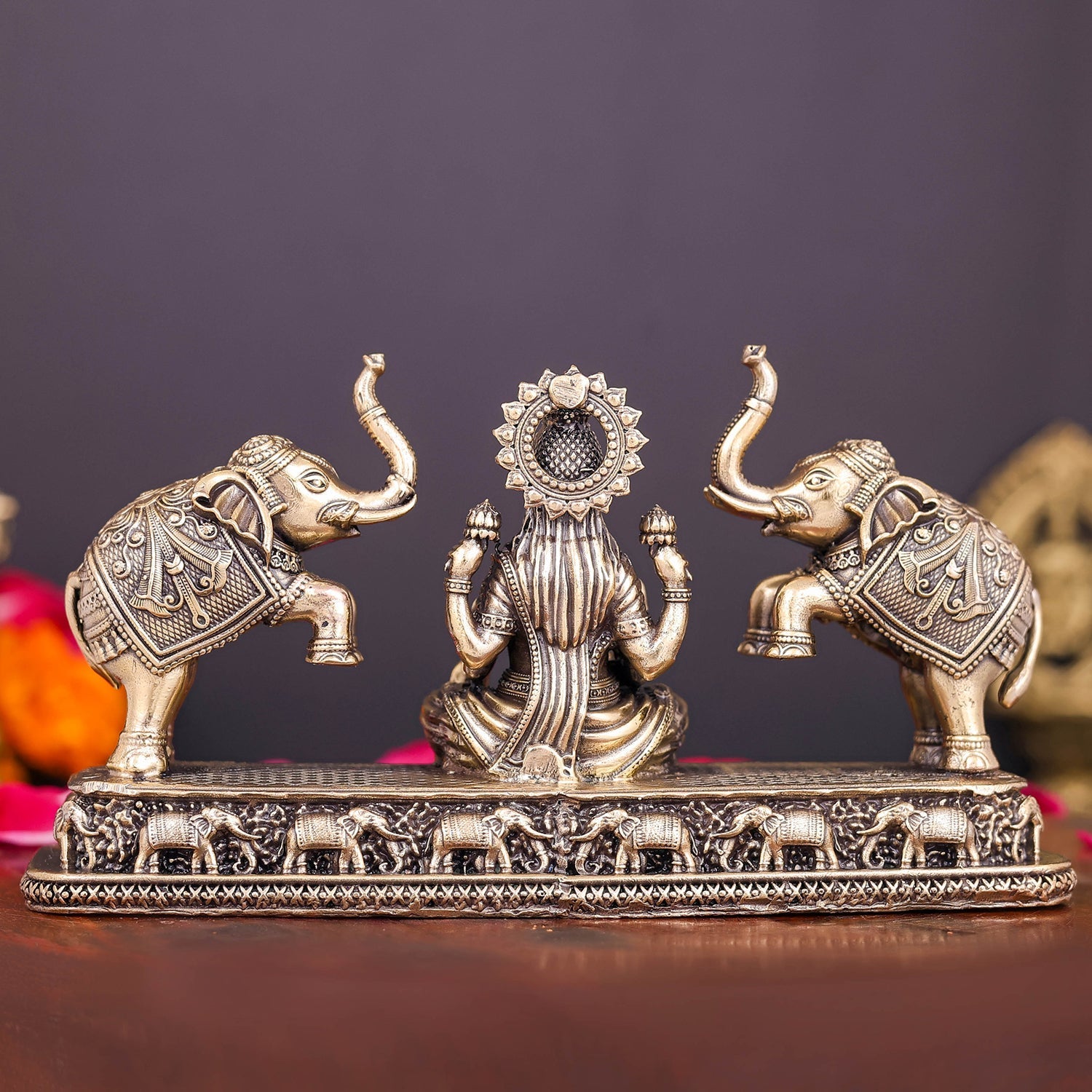 Brass Superfine Goddess Gajalakshmi Idol 6 Inch - Image 6