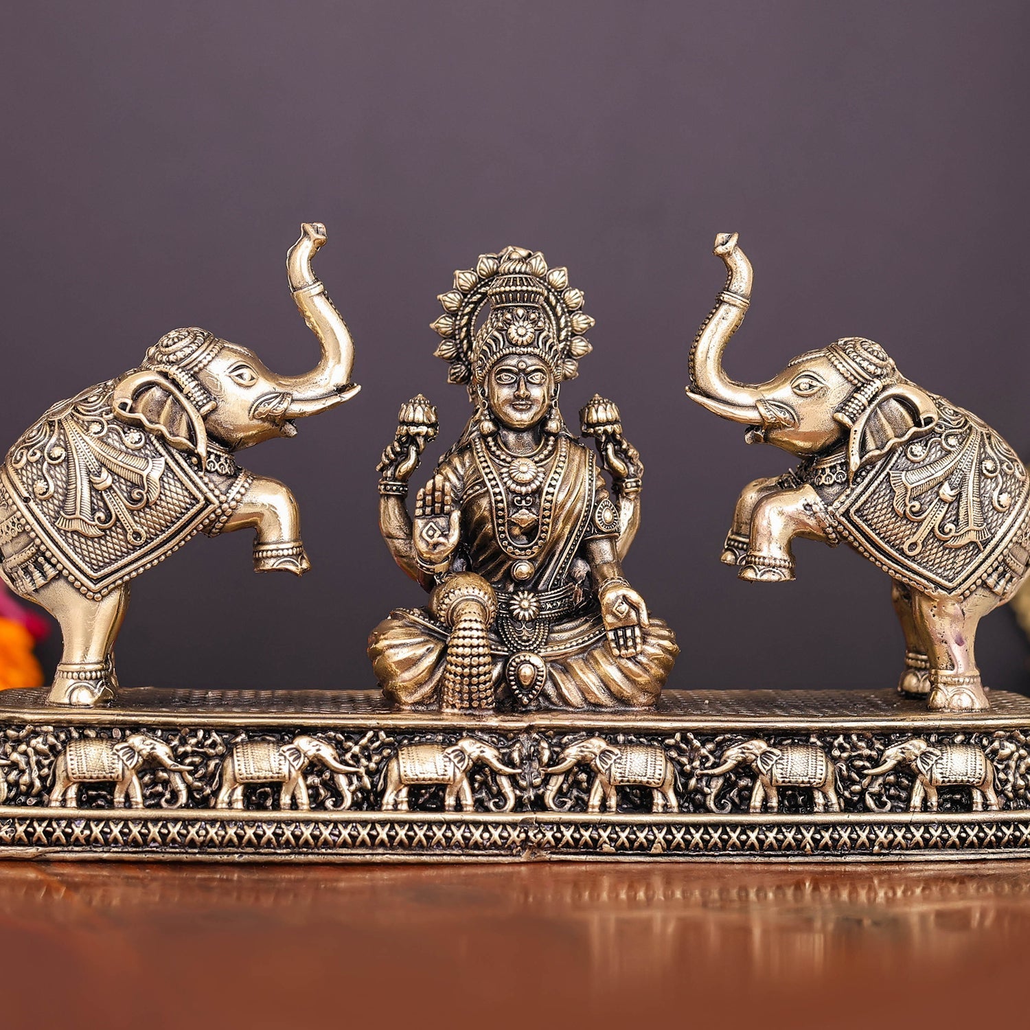 Brass Superfine Goddess Gajalakshmi Idol 8 Inches - Image 2