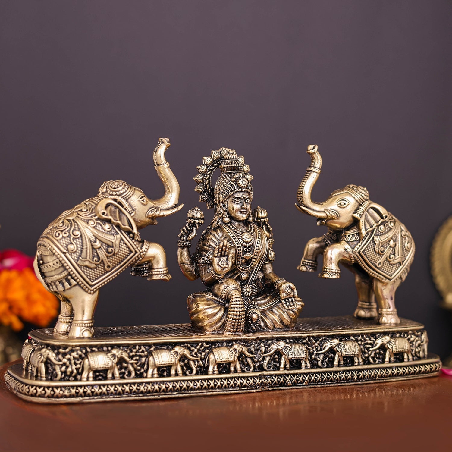 Brass Superfine Goddess Gajalakshmi Idol 8 Inches - Image 5