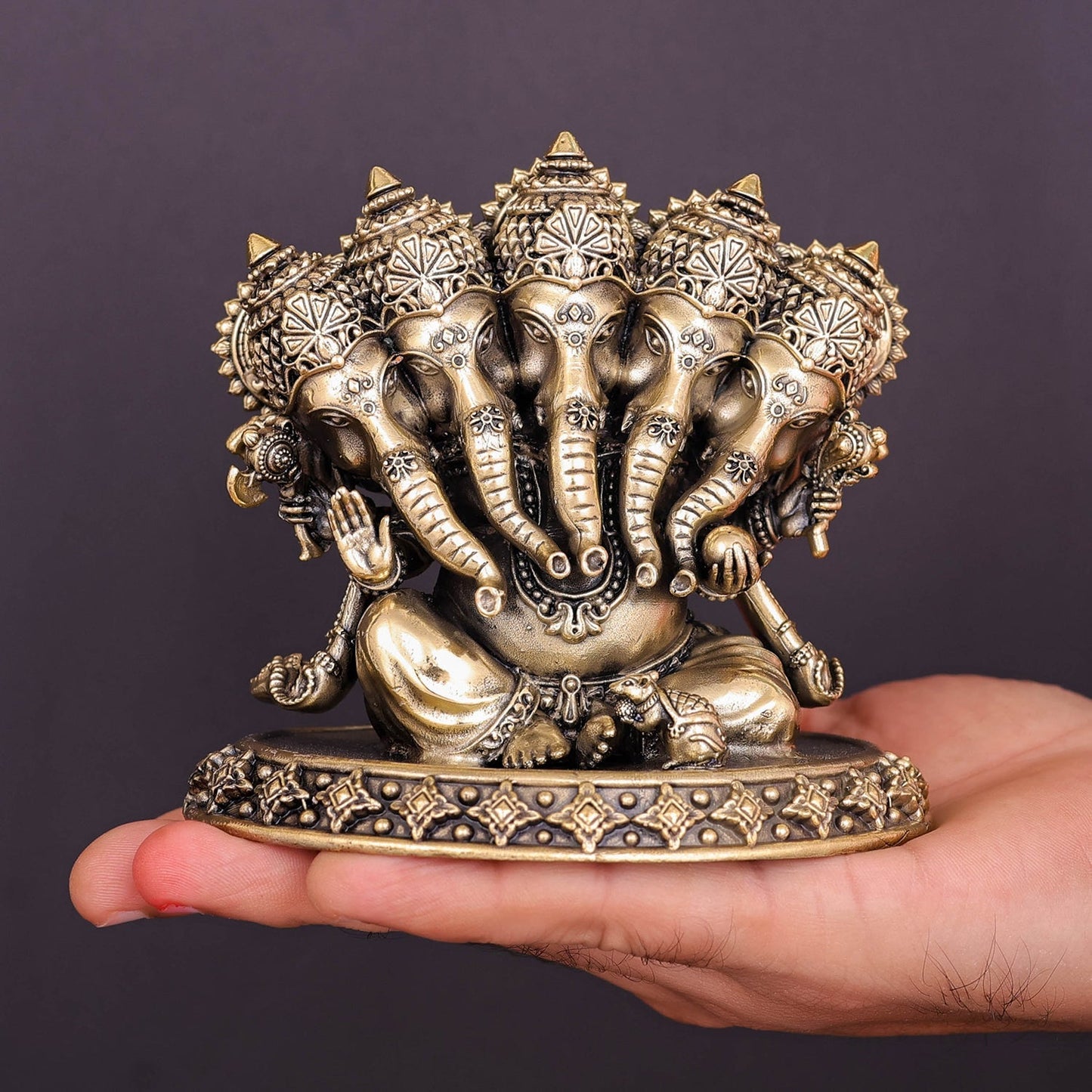Brass Superfine Panchmukhi Ganesha Statue 4 Inch