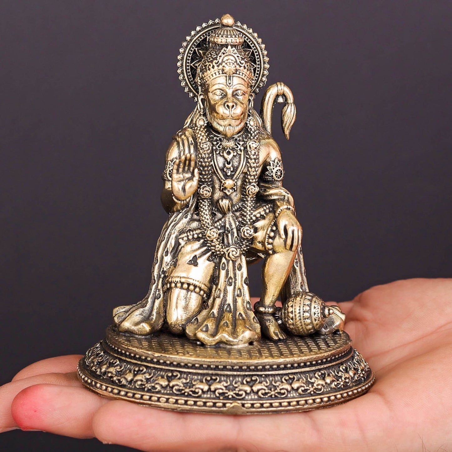 Brass Superfine Lord Hanuman Idol Blessing Mudra 4 Inch