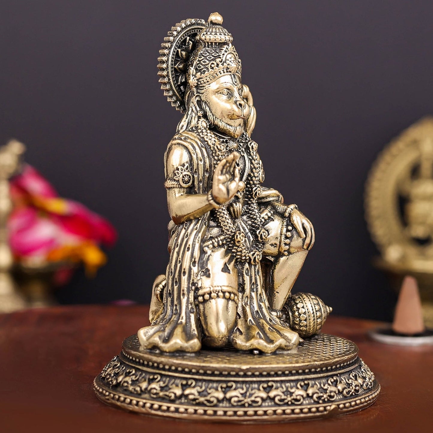 Brass Superfine Lord Hanuman Idol Blessing Mudra 4 Inch