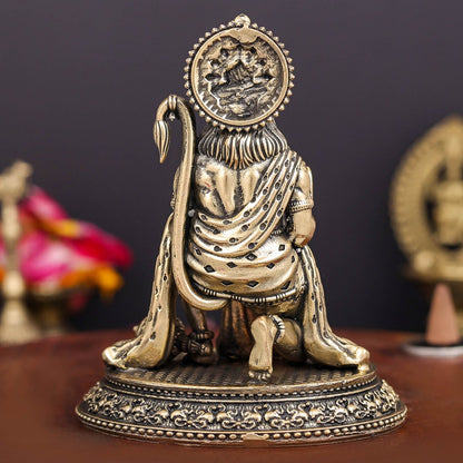 Brass Superfine Lord Hanuman Idol Blessing Mudra 4 Inch by vendor-unknown - Hindu Gods (View 6)