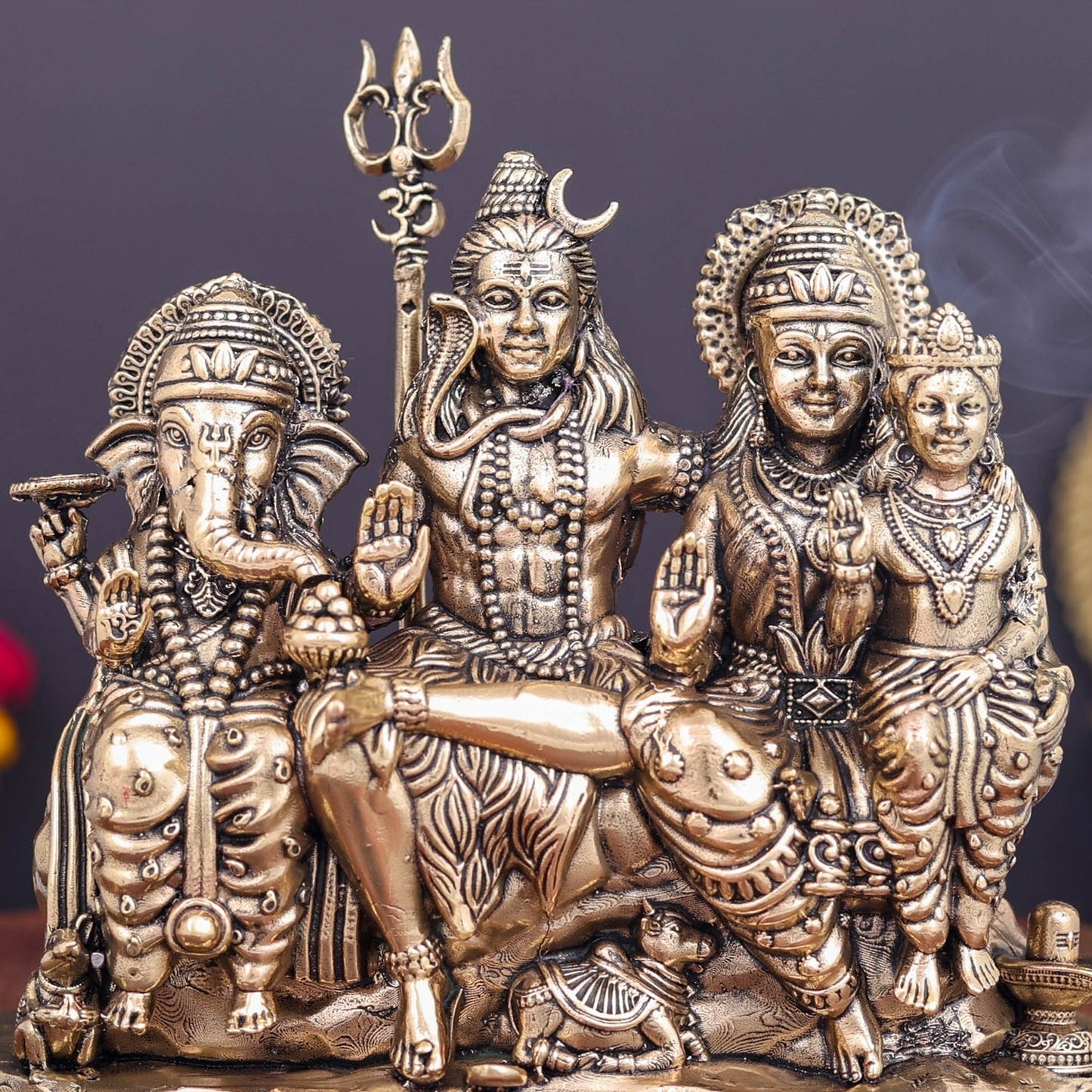 Brass Superfine Shiv Parivar Idol For Home Temple Decor 5 Inch