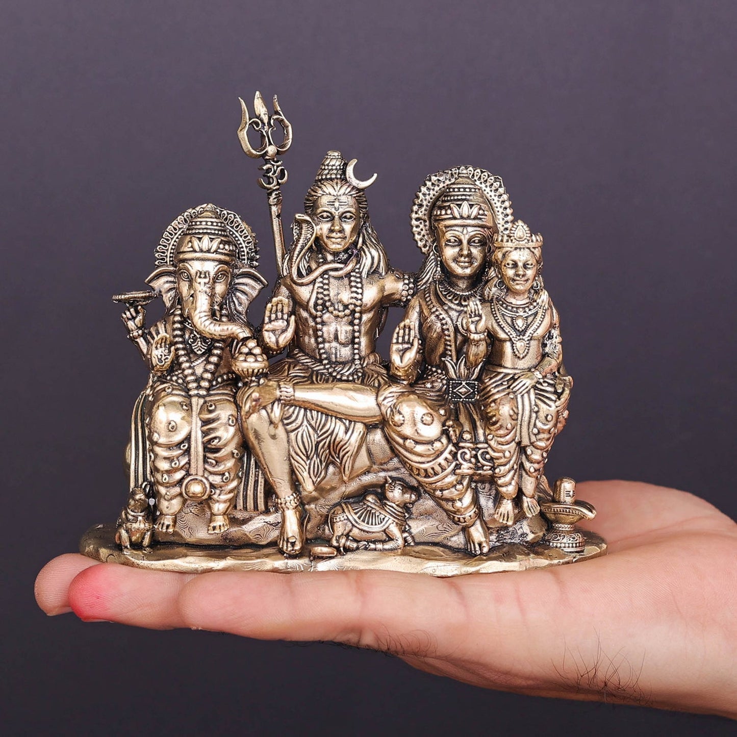 Brass Superfine Shiv Parivar Idol For Home Temple Decor 5 Inch