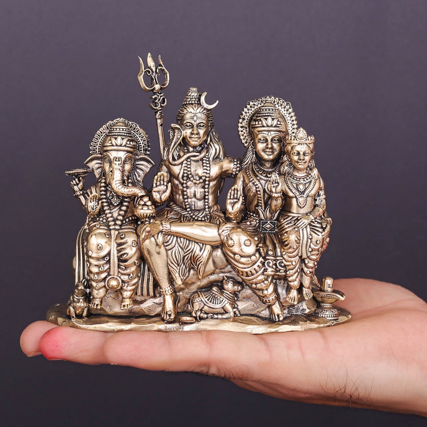 Brass Superfine Shiv Parivar Idol For Home Temple Decor 5 Inch - Image 3