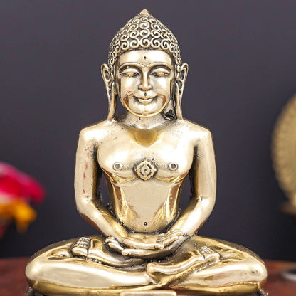 Brass Superfine Jain Bhagawan Shri Mahavir Swami 4 Inch by vendor-unknown - Hindu Gods (View 2)