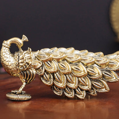Brass Superfine Peacock Miniature Showpiece For Home Decor 3.5 Inch by vendor-unknown - Decor (View 2)