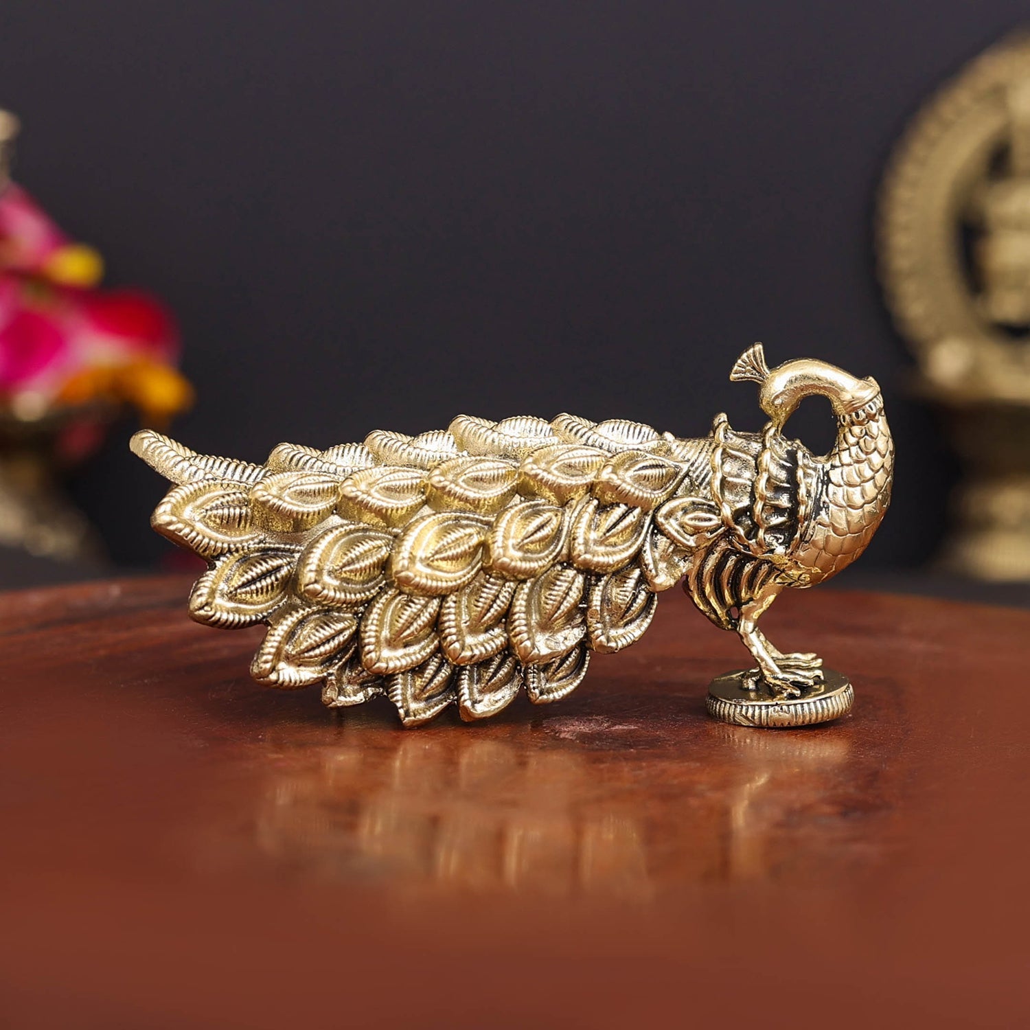 Brass Superfine Peacock Miniature Showpiece For Home Decor 3.5 Inch - Image 6