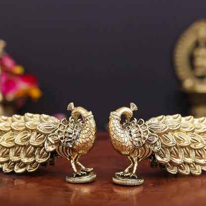 Brass Superfine Peacock Pair Miniature Showpiece 3.5 Inch by vendor-unknown - Decor (View 2)