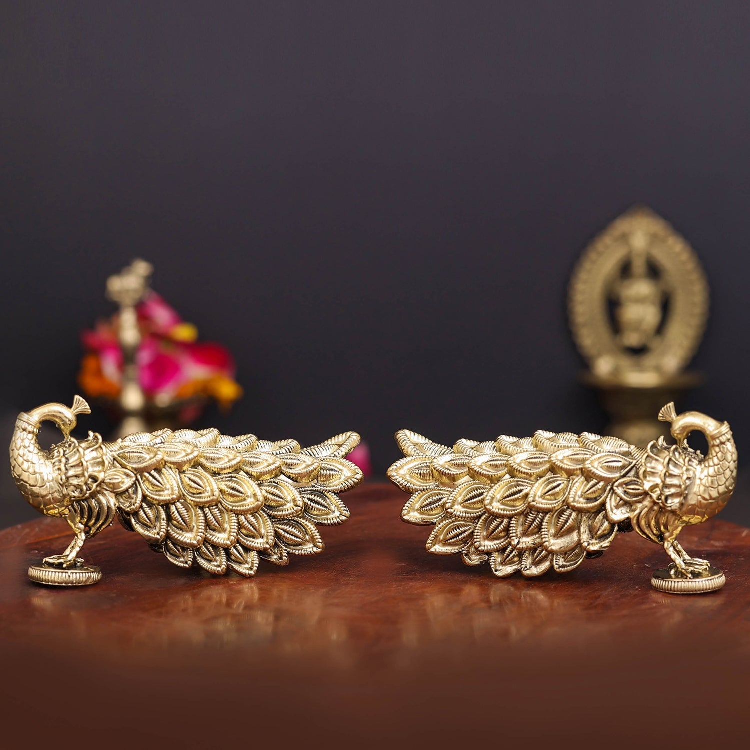 Brass Superfine Peacock Pair Miniature Showpiece 3.5 Inch - Image 7