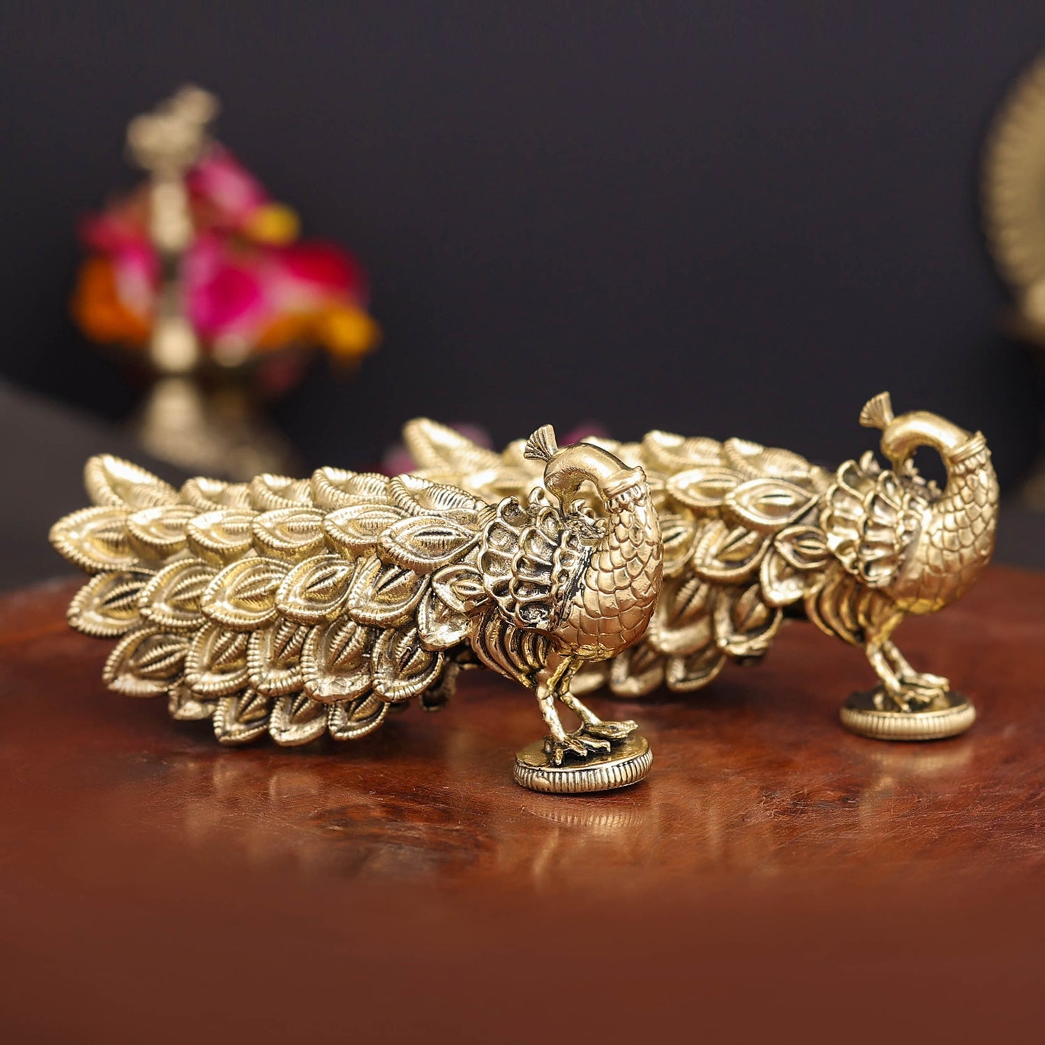 Brass Superfine Peacock Pair Miniature Showpiece 3.5 Inch - Image 4
