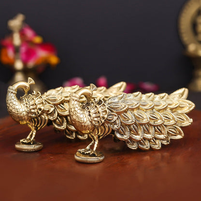 Brass Superfine Peacock Pair Miniature Showpiece 3.5 Inch by vendor-unknown - Decor (View 5)