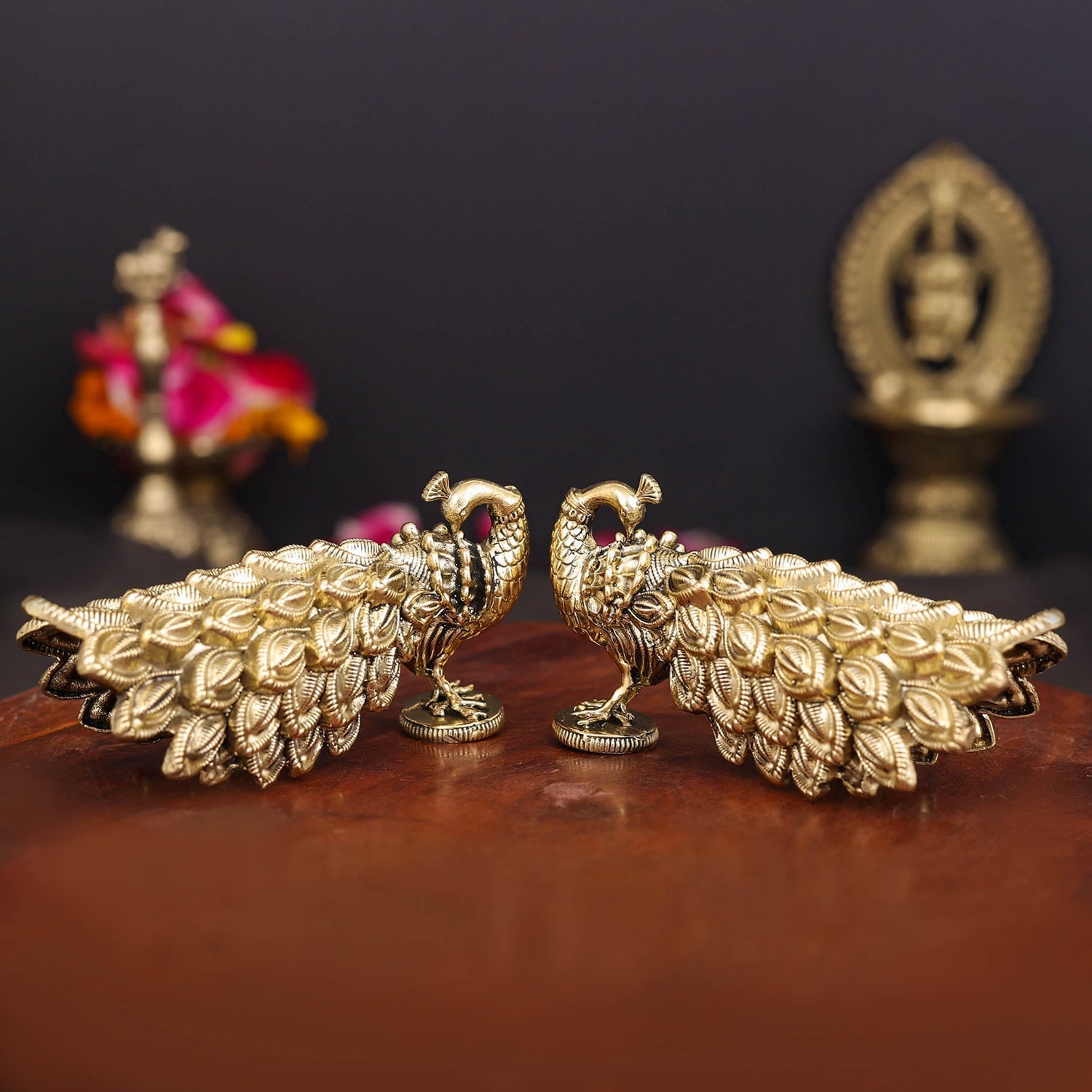 Brass Superfine Peacock Pair Miniature Showpiece 3.5 Inch - Image 6