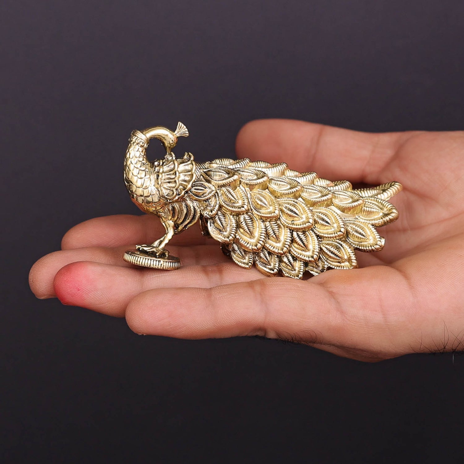 Brass Superfine Peacock Pair Miniature Showpiece 3.5 Inch - Image 3