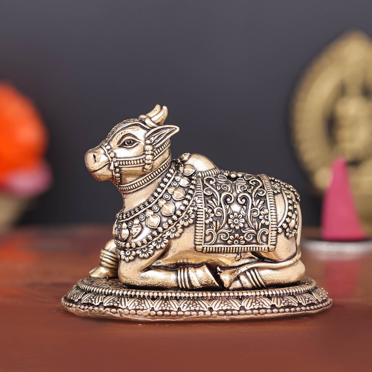 Brass Antique Nandi Statue 2.8" - Image 3